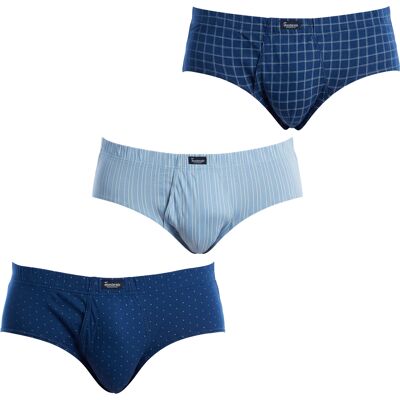 Abanderado 3er-Pack Herren Essenzielle Bedruckte Slips mit Öffnung A0090 Blau L Abanderado 3er-Pack Herren Essenzielle Bedruckte Slips mit Öffnung A0090 Blau L