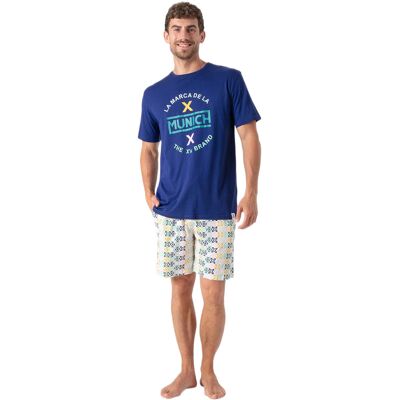 Munich Herren Sommer Kurzpyjama MU9 Blau L Munich Herren Sommer Kurzpyjama MU9 Blau L