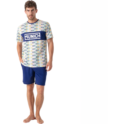 Munich Herren Sommer Kurzpyjamas MU9 Blau L Munich Herren Sommer Kurzpyjamas MU9 Blau L