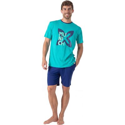 Munich Herren Sommer Kurz-Pyjama MU9 Türkis M Munich Herren Sommer Kurz-Pyjama MU9 Türkis M