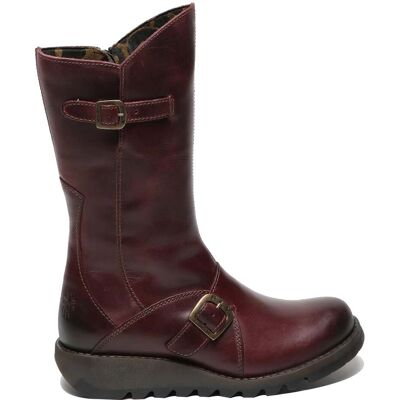 Fly London Damen MES 2 Plateaustiefel mit Keilabsatz, Schnalle, halbhoher Schaft, Leder, Reißverschluss, Weinrot Wein EU 38 / UK 5 Fly London Damen MES 2 Plateaustiefel mit Keilabsatz, Schnalle, halbhoher Schaft, Leder, Reißverschluss, Weinrot Wein EU 38 / UK 5