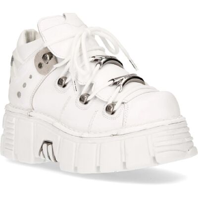 New Rock Gothic-Stiefeletten aus weißem Leder - 106N-S8 Weiß EU45 New Rock Gothic-Stiefeletten aus weißem Leder - 106N-S8 Weiß EU45