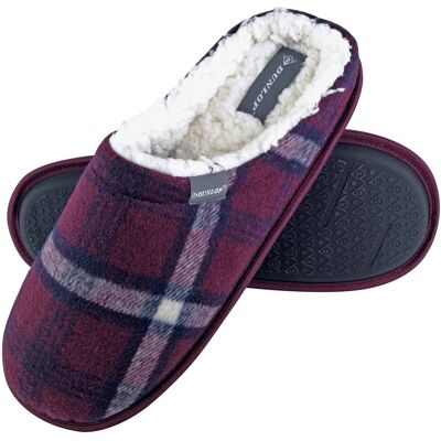 Dunlop - Mens Warm Plüsch Fleece gefüttert Schlupf auf Pantoffel kariert Hausschuhe Rot EU 40,5 / UK 7 Dunlop - Mens Warm Plüsch Fleece gefüttert Schlupf auf Pantoffel kariert Hausschuhe Rot EU 40,5 / UK 7