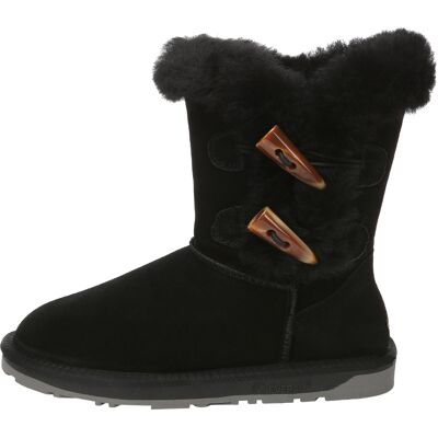 EverAU Australia EVER AU Frauen Stork Horn Toggle Knopf kurze Stiefel - Schwarz Schwarz EU 36 / UK 3 EverAU Australia EVER AU Frauen Stork Horn Toggle Knopf kurze Stiefel - Schwarz Schwarz EU 36 / UK 3