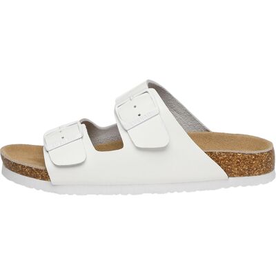 EverAU Australia EVER AU Frauen Mallard Leder Zwillingsschnalle Sandalen - Weißes Leder Weiß EU 38 / UK 5 EverAU Australia EVER AU Frauen Mallard Leder Zwillingsschnalle Sandalen - Weißes Leder Weiß EU 38 / UK 5