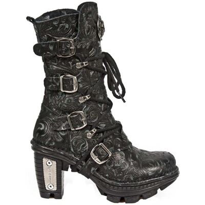New Rock Damen-Gothic-Lederstiefel mit Blumenmuster – NEOTR005-S25 Schwarz EU40 New Rock Damen-Gothic-Lederstiefel mit Blumenmuster – NEOTR005-S25 Schwarz EU40