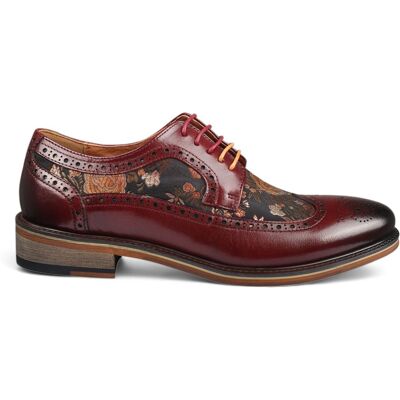 Justin Reess Herren-Brogue-Schuhe aus weinrotem Leder mit Blumenmuster - Ross Wein EU 40,5 / UK 7 Justin Reess Herren-Brogue-Schuhe aus weinrotem Leder mit Blumenmuster - Ross Wein EU 40,5 / UK 7
