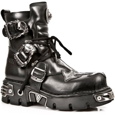 New Rock Silver Cross Biker-Stiefel aus schwarzem Leder-407-S1 Schwarz EU 37 New Rock Silver Cross Biker-Stiefel aus schwarzem Leder-407-S1 Schwarz EU 37