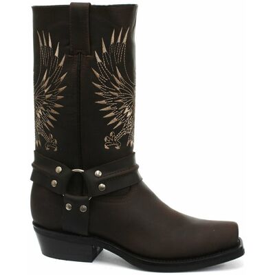 Grinders Herren-Cowboystiefel aus braunem Leder, Weißkopfseeadler Braun EU44 Grinders Herren-Cowboystiefel aus braunem Leder, Weißkopfseeadler Braun EU44