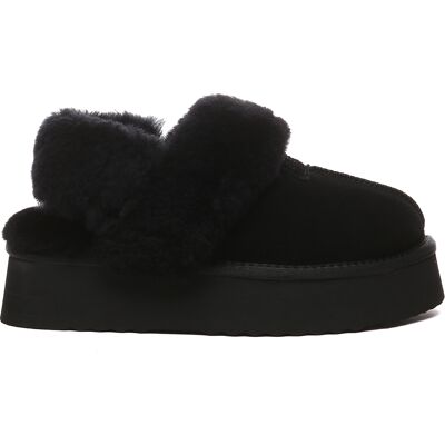 EverAU Australia EVER AU Damen Leder Hausschuhe Mit Zwei Abnehmbaren Riemen - Fantail Schwarz EU 40,5 / UK 7 EverAU Australia EVER AU Damen Leder Hausschuhe Mit Zwei Abnehmbaren Riemen - Fantail Schwarz EU 40,5 / UK 7