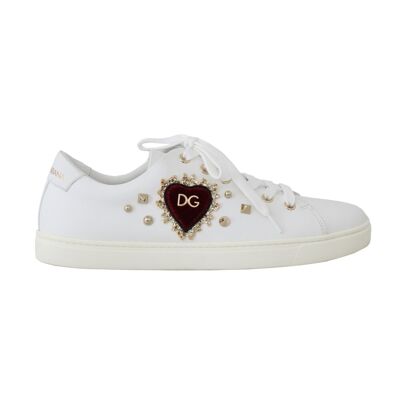 Dolce & Gabbana Weiße Leder Gold Rote Herz Sneakers Mehrfarben 36,5 EU/IT Dolce & Gabbana Weiße Leder Gold Rote Herz Sneakers Mehrfarben 36,5 EU/IT