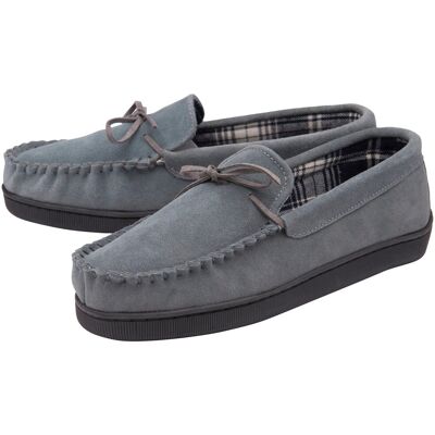 DUNLOP - Herren Hausschuhe aus echtem Wildleder mit Fleece gefüttert (12, Grau) Grau EU 47.5 / UK 12 DUNLOP - Herren Hausschuhe aus echtem Wildleder mit Fleece gefüttert (12, Grau) Grau EU 47.5 / UK 12
