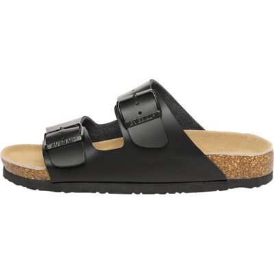EverAU Australia EVER AU Damen Mallard Leder Zwillingsschnallen-Sandalen - Schwarzes Leder Schwarz EU 37 / UK 4 EverAU Australia EVER AU Damen Mallard Leder Zwillingsschnallen-Sandalen - Schwarzes Leder Schwarz EU 37 / UK 4
