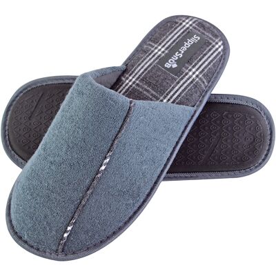 Slipper Snob - Mens Indoor Slip On Mule Hausschuhe Plain Top Checked Sole Memory Foam - Grau Grau EU 44.5 / UK 10 Slipper Snob - Mens Indoor Slip On Mule Hausschuhe Plain Top Checked Sole Memory Foam - Grau Grau EU 44.5 / UK 10