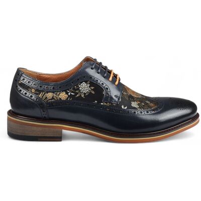 Justin Reess Herren Marineblaue Leder Floral Print Brogue Schnürschuhe - Ross Marine EU 39/UK 6 Justin Reess Herren Marineblaue Leder Floral Print Brogue Schnürschuhe - Ross Marine EU 39/UK 6