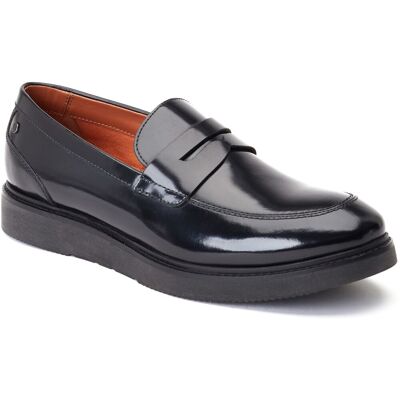 Base London Sid Leder Herren schwarze Mokassins Schwarz EU 42 / UK 8 Base London Sid Leder Herren schwarze Mokassins Schwarz EU 42 / UK 8