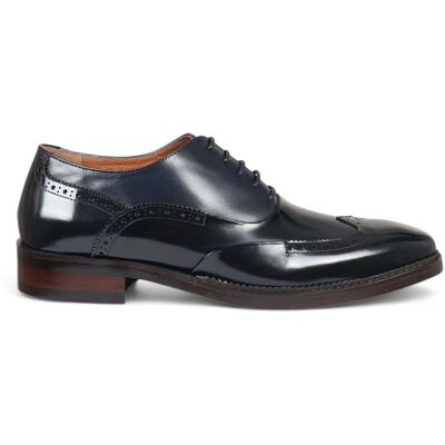 Justin Reess Herren-Brogue-Schuhe aus blauem Lackleder - Harry Marine EU 42 / UK 8 Justin Reess Herren-Brogue-Schuhe aus blauem Lackleder - Harry Marine EU 42 / UK 8
