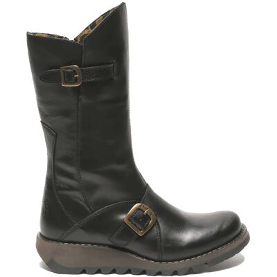 Fly London Damen MES 2 Plateaustiefel mit Keilabsatz, Schnalle, halbhohem Schaft, Reißverschluss, Schwarz Schwarz EU 38 / UK 5 Fly London Damen MES 2 Plateaustiefel mit Keilabsatz, Schnalle, halbhohem Schaft, Reißverschluss, Schwarz Schwarz EU 38 / UK 5