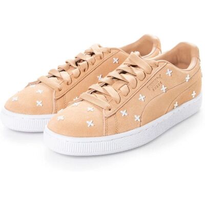 Puma Flower Studs Schnürschuhe Braun Wildleder Damen Trainer - 369477 Puma Flower Studs Schnürschuhe Braun Wildleder Damen Trainer - 369477