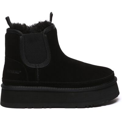 EverAU Australia EVER AU Damen Leder Plateau Kurzstiefel Chelsea - Shoveler Schwarz EU 39/UK 6 EverAU Australia EVER AU Damen Leder Plateau Kurzstiefel Chelsea - Shoveler Schwarz EU 39/UK 6