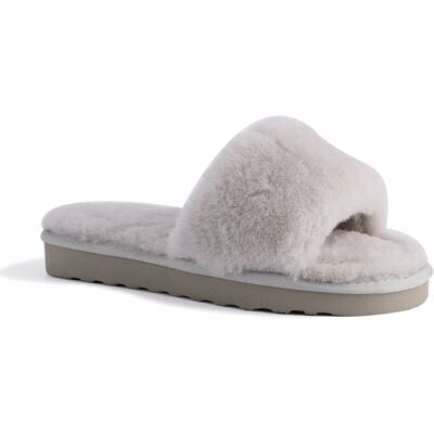 Aus Wooli Australia Damen Schafsfell Fluff Slide Pantoffeln Grau Grau EU 43 / UK 9 Aus Wooli Australia Damen Schafsfell Fluff Slide Pantoffeln Grau Grau EU 43 / UK 9