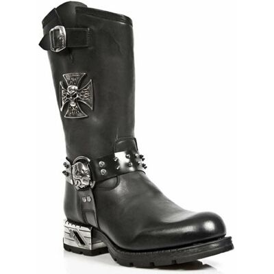New Rock Herren-Cowboystiefel aus schwarzem Leder im Gothic-Stil – MR030-S1 Schwarz EU41 New Rock Herren-Cowboystiefel aus schwarzem Leder im Gothic-Stil – MR030-S1 Schwarz EU41