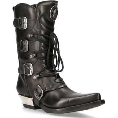 New Rock Cowboy-Schnallenstiefel aus schwarzem Leder – M-7993-S1 Schwarz EU41 New Rock Cowboy-Schnallenstiefel aus schwarzem Leder – M-7993-S1 Schwarz EU41