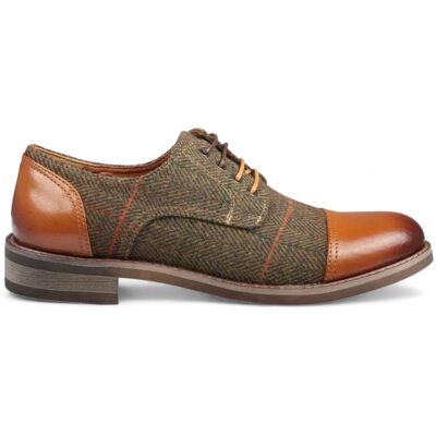 Justin Reess Herren Oxford-Schuhe aus braunem Leder und Tweed - Theon Braun EU 40,5 / UK 7 Justin Reess Herren Oxford-Schuhe aus braunem Leder und Tweed - Theon Braun EU 40,5 / UK 7