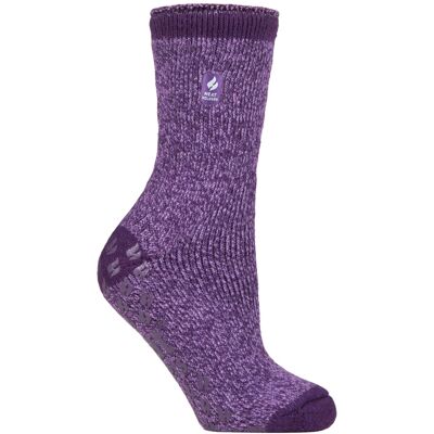 Heat Holders Damen Dick Winter Thermo rutschfeste Hausschuhe Socken - Lila - Größe 4-6.5 Heat Holders Damen Dick Winter Thermo rutschfeste Hausschuhe Socken - Lila - Größe 4-6.5