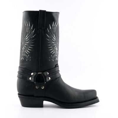 Grinders Herren-Cowboystiefel aus schwarzem Leder, Weißkopfseeadler Schwarz EU41 Grinders Herren-Cowboystiefel aus schwarzem Leder, Weißkopfseeadler Schwarz EU41