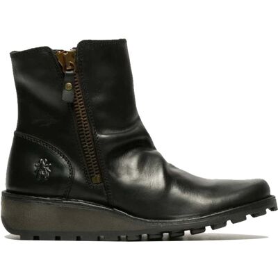 Fly London Damen MON944 Chelsea-Stiefel aus Leder mit Keilabsatz und Reißverschluss, Schwarz Schwarz EU 40,5 / UK 7 Fly London Damen MON944 Chelsea-Stiefel aus Leder mit Keilabsatz und Reißverschluss, Schwarz Schwarz EU 40,5 / UK 7