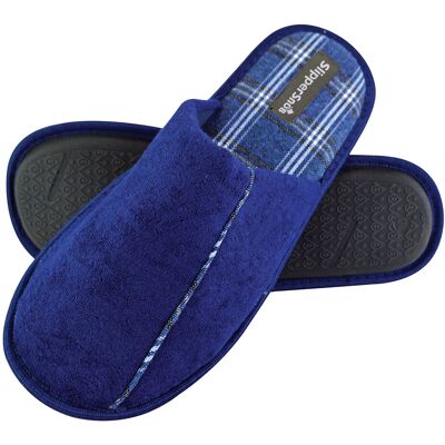 Slipper Snob - Mens Indoor Slip On Mule Hausschuhe Plain Top Checked Sole Memory Foam - Navy Marine EU 42 / UK 8 Slipper Snob - Mens Indoor Slip On Mule Hausschuhe Plain Top Checked Sole Memory Foam - Navy Marine EU 42 / UK 8