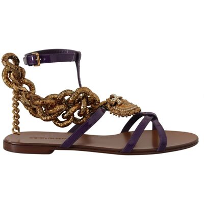 Dolce & Gabbana Damen Lila Leder Devotion Sandalen Lila 37,5 EU/IT Dolce & Gabbana Damen Lila Leder Devotion Sandalen Lila 37,5 EU/IT