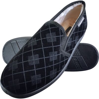 DUNLOP - HERREN PLÜSCHPELZ GEFÜTTERT MEMORY FOAM KARIERT MOKASSIN HAUSSCHUHE MIT HARTER SOHLE Schwarz EU 44.5 / UK 10 DUNLOP - HERREN PLÜSCHPELZ GEFÜTTERT MEMORY FOAM KARIERT MOKASSIN HAUSSCHUHE MIT HARTER SOHLE Schwarz EU 44.5 / UK 10