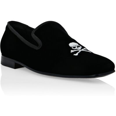 Philipp Plein Velvet Loafers Embroidery Skull Schwarz EU45 Philipp Plein Velvet Loafers Embroidery Skull Schwarz EU45