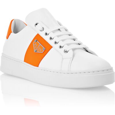 Philipp Plein Lo-Top Sneakers Triangle Plein White/orangefluo - Sneakers Philipp Plein Lo-Top Sneakers Triangle Plein White/orangefluo - Sneakers