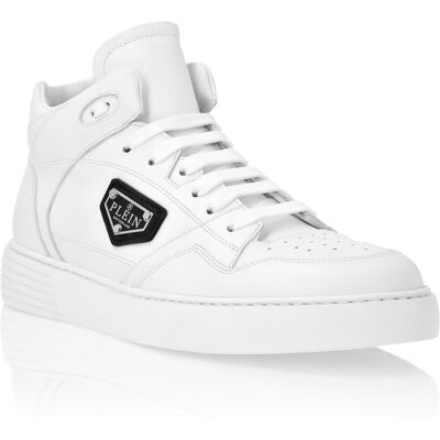 Philipp Plein Mid-Top-Sneakers aus Nappaleder Weiß EU41 Philipp Plein Mid-Top-Sneakers aus Nappaleder Weiß EU41