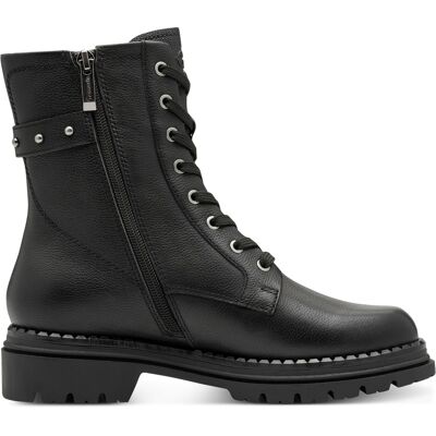 Tamaris Damen Fashion Schwarze Leder Schnürstiefeletten mit Reißverschluss Schwarz EU41 Tamaris Damen Fashion Schwarze Leder Schnürstiefeletten mit Reißverschluss Schwarz EU41