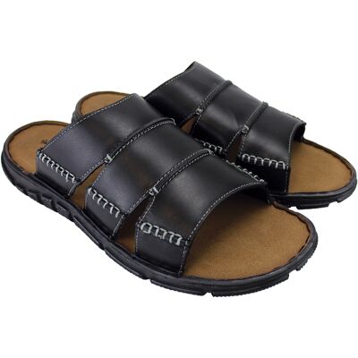 Dunlop Herren Sommer Strand Leder Slipper Schwarz EU 40,5 / UK 7 Dunlop Herren Sommer Strand Leder Slipper Schwarz EU 40,5 / UK 7