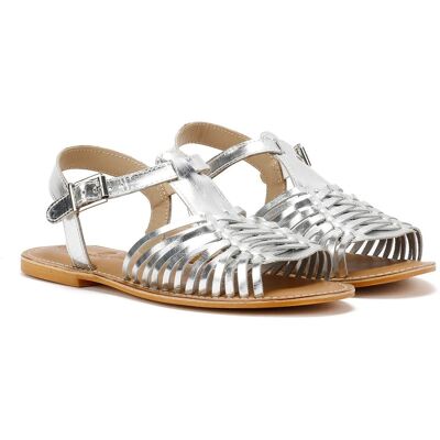 Tower London Tower Footwear Hurache Damen Silberne Ledersandalen Silber EU 38 / UK 5 Tower London Tower Footwear Hurache Damen Silberne Ledersandalen Silber EU 38 / UK 5
