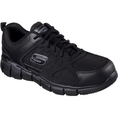 Skechers Workwear Telphin Sanphet Herren Sicherheitssneaker aus schwarzem Leder Schwarz EU 46 / UK 11 Skechers Workwear Telphin Sanphet Herren Sicherheitssneaker aus schwarzem Leder Schwarz EU 46 / UK 11