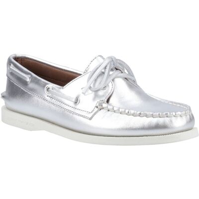 Sperry Authentic 2 Eye Damenbootsschuhe Aus Silbernem Leder Silber EU 40 / UK 6,5 Sperry Authentic 2 Eye Damenbootsschuhe Aus Silbernem Leder Silber EU 40 / UK 6,5
