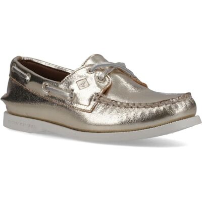 Sperry Authentic 2 Eye Damen Bootsschuhe Aus Leder In Gold Gold EU 41 / UK 7,5 Sperry Authentic 2 Eye Damen Bootsschuhe Aus Leder In Gold Gold EU 41 / UK 7,5