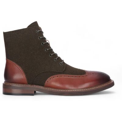 Justin Reess Herren-Stiefeletten aus khakibraunem Brogue-Leder – Clifford Braun EU 44.5 / UK 10 Justin Reess Herren-Stiefeletten aus khakibraunem Brogue-Leder – Clifford Braun EU 44.5 / UK 10