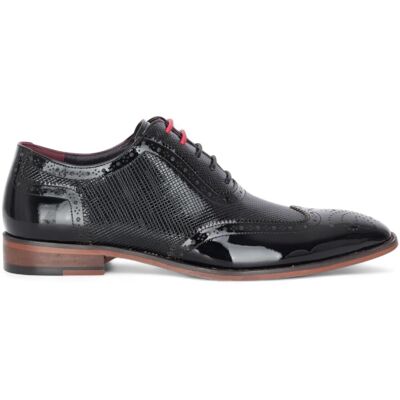 Justin Reess Herren-Brogue-Schuhe aus schwarzem Lackleder – Flynn Schwarz EU 40,5 / UK 7 Justin Reess Herren-Brogue-Schuhe aus schwarzem Lackleder – Flynn Schwarz EU 40,5 / UK 7