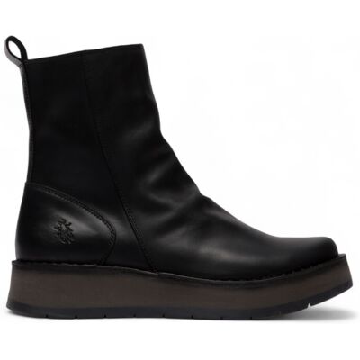 Fly London Damen RENO053FLY Bequeme Ankle Boots aus Leder mit Reißverschluss und Plateausohle, Schwarz Schwarz EU 36 / UK 3 Fly London Damen RENO053FLY Bequeme Ankle Boots aus Leder mit Reißverschluss und Plateausohle, Schwarz Schwarz EU 36 / UK 3