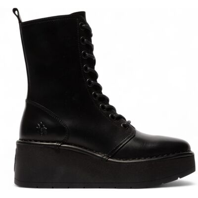 Fly London Damen HAIT273 Ankle Boots aus Leder mit Schnürung und dicker Plateausohle, Schwarz Schwarz EU 43 / UK 9 Fly London Damen HAIT273 Ankle Boots aus Leder mit Schnürung und dicker Plateausohle, Schwarz Schwarz EU 43 / UK 9