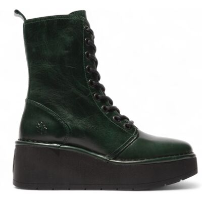 Fly London Damen HAIT273 Stiefeletten aus Leder mit Schnürung und klobiger Plateausohle, Petrolgrün Grün EU 39/UK 6 Fly London Damen HAIT273 Stiefeletten aus Leder mit Schnürung und klobiger Plateausohle, Petrolgrün Grün EU 39/UK 6