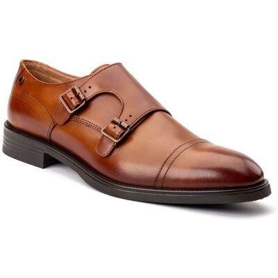 Base London Taper Leder Herren Tan Doppel-Monk-Schuhe Bräunen EU 38 / UK 5 Base London Taper Leder Herren Tan Doppel-Monk-Schuhe Bräunen EU 38 / UK 5