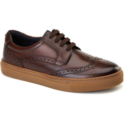 Base London Clapton Lederschuhe Für Männer In Verbranntem Braun Mit Brogue Muster Braun EU 40,5 / UK 7 Base London Clapton Lederschuhe Für Männer In Verbranntem Braun Mit Brogue Muster Braun EU 40,5 / UK 7